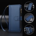 thumbnail image 2 of Phone Case for iPhone 13 Mini, Shockproof PU Leather Wallet Case with 9 Card Slots Anti-Scratch Stand Magnetic Flip Zipper Pocket Cover for iPhone 13 Mini, Navy blue, 2 of 7