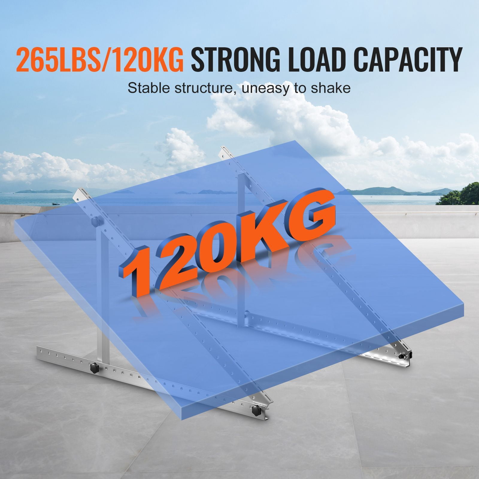 50 Inch Solar Panel Mounting Brackets, 0-90° Adjustable Angle, 265 lbs Capacity, Aluminum Alloy, for RV Boat Roof Solar Panels