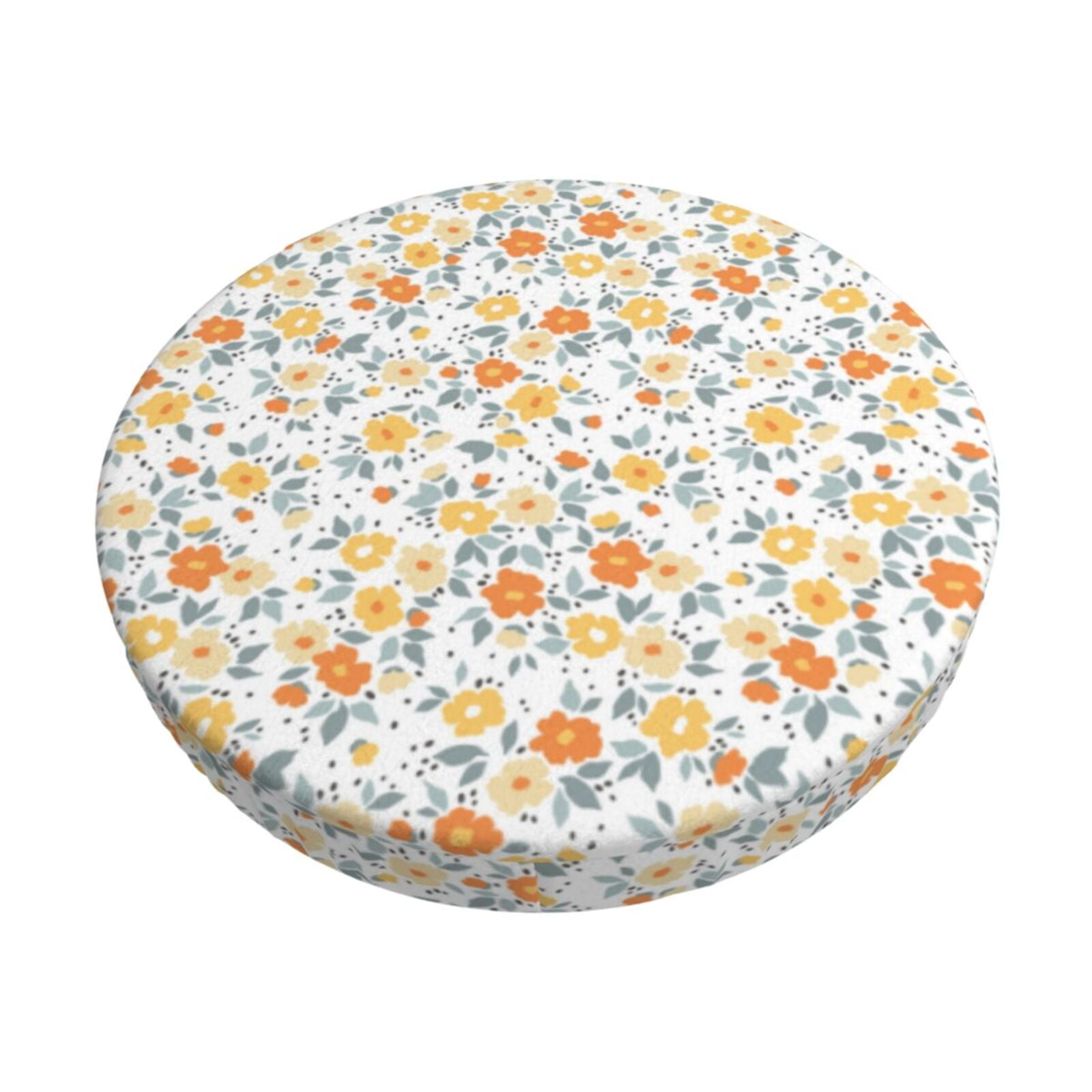 Easygdp Floral1 Print Easy To Install Bar Stool Covers&Stool Covers Round&Elastic Stool Cover, Barstool Covers,Washable&Bottom With Elastic Edge-14 inch