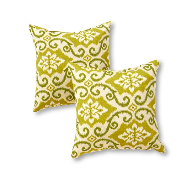 Green Ikat 17 x 17 in. Outdoor Accent Pillow, Set of 2