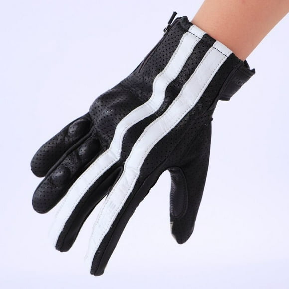 Chomel Prisoner Vintage Leather Motorcycle Riding Gloves,black (punched)