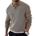 thumbnail image 2 of Otoño Invierno, suéter para hombre, Polos de punto con solapa, Jersey de punto de Color sólido, ropa de calle Social, ropa informal para hombres de negocios, 2 of 5