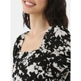 thumbnail image 2 of Time and Tru Women's and Women's Plus Back Tie Midi Dress with Puff Sleeves, Sizes XS-XXXL, 2 of 4