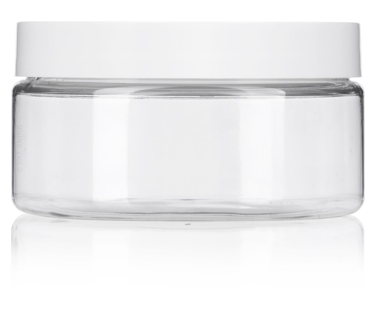 8 oz Clear PET Heavy Wall Plastic Jar with Smooth White Lid