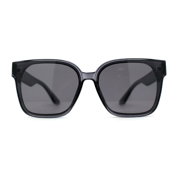 Womens Slick Horn Rim Inset Lens Plastic Chic Sunglasses Slate Black