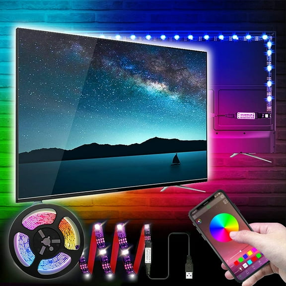LED TV Backlights, RGB LED Strip Lights, 1M/3.3ft USB Powered Bias Lighting Kits, LED Strip Lights with Bluetooth APP Control, led for HDTV,PC Monitor and Home Theater