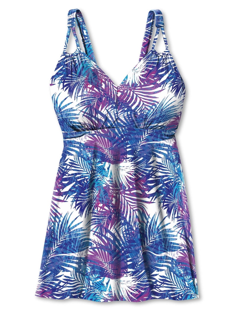 ladies swim dress size 22 YOURS Floral Black Floral Print Hanky Hem Swim Dress