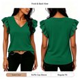 thumbnail image 3 of Fancifize Women's Ruffle Cap Sleeve Shirts Summer Casual V Neck Striped Tees Trendy Color Block Tops, 3 of 7