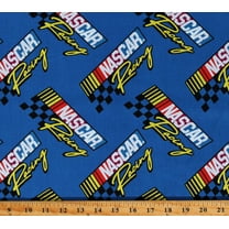 Cotton Retro Nascar Racing Logos Auto Racing Sports Blue Cotton Fabric Print by the Yard (39190102WM-03)