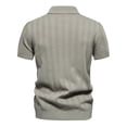 thumbnail image 3 of JTieacloth Mens Collar Shirt Mens Summer Lapel Casual Knit Shirt Fashion Solid Color Cotton Short Sleeve Size Top Yellow M, 3 of 5
