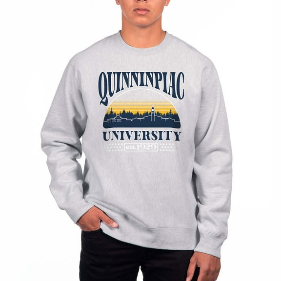 Men's Uscape Apparel Heather Gray Quinnipiac Bobcats Premium Heavyweight Pullover Sweatshirt