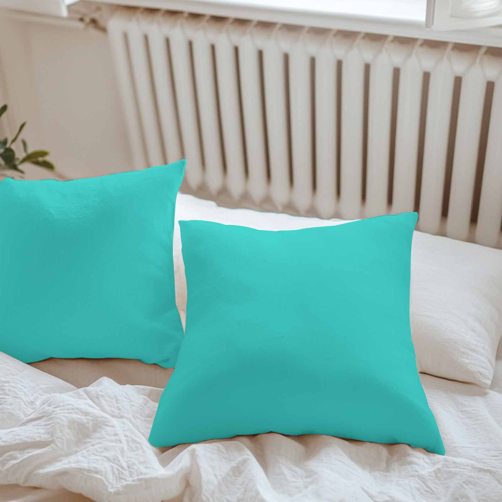 Boanket Outdoor Pillow Covers 16 x 16 Inches, Turquoise Waterproof Throw Pillow Cover Set of 2, Modern Pure Turquoise Decorative Square Cushion Covers for Patio/Tent/Couch/Garden