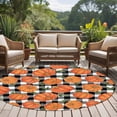 thumbnail image 4 of Large Round Rug 8Ft Washable Non-Slip, Thanksgiving Circle Area Rugs for Living Room Bedroom, Fall Orange Pumpkin Black White Plaid Indoor Floor Mats Carpet Runner for Home Decor, 4 of 8