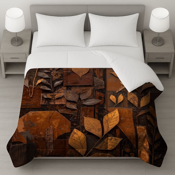 Brown Leaf Twin Extra Long Size Comforter