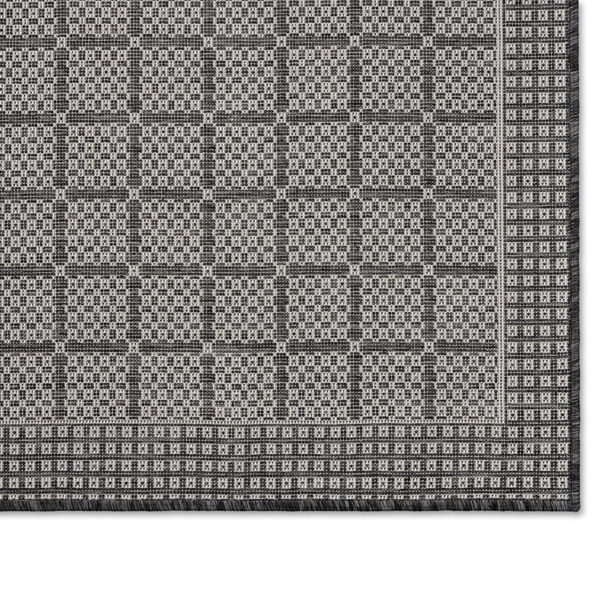 Nicole Miller New York Patio Country Luna Contemporary Geometric Indoor/Outdoor Area Rug, Black/Grey, 5'2"x7'2"