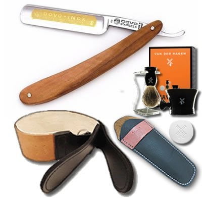 DOVO Straight Razor Set 5/8 Olivewood Scales and Luxury Shave Set