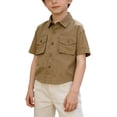 thumbnail image 2 of Kinrui Boys Short Sleeve Button Down Shirt Classic School Uniform Hiking Shirts with Chest Pockets 1-8 Years, 2 of 7