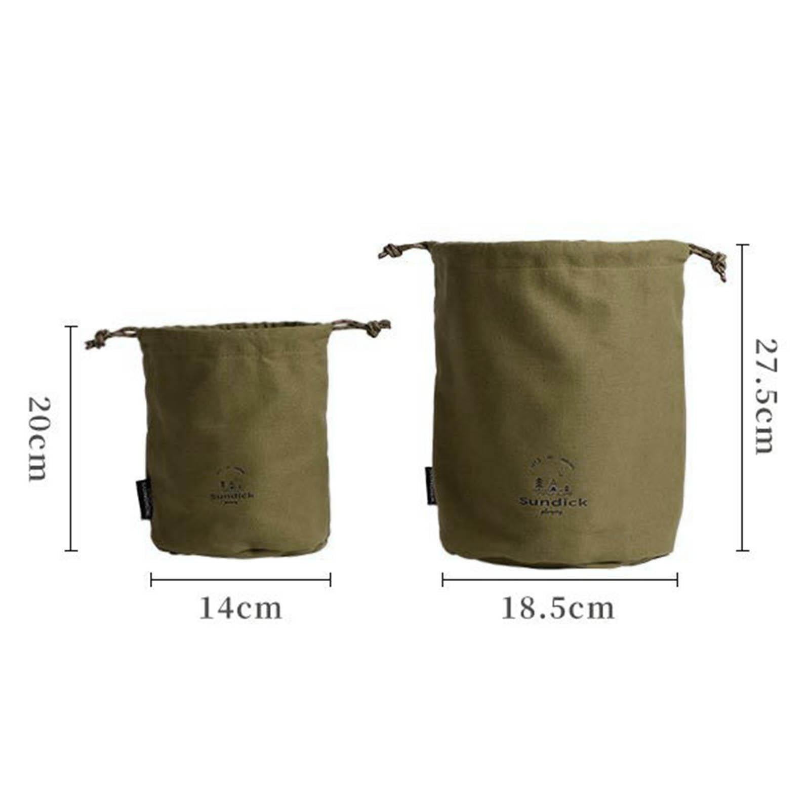 Almencla Canvas Drawstring Bag Cookware chen Durable for Fishing