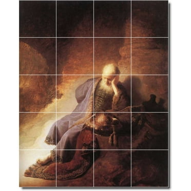 Ceramic Tile Mural-Rembrandt Religious 15. 17" w x 21.25" h using (20) 4.25 x 4.25 ceramic tiles