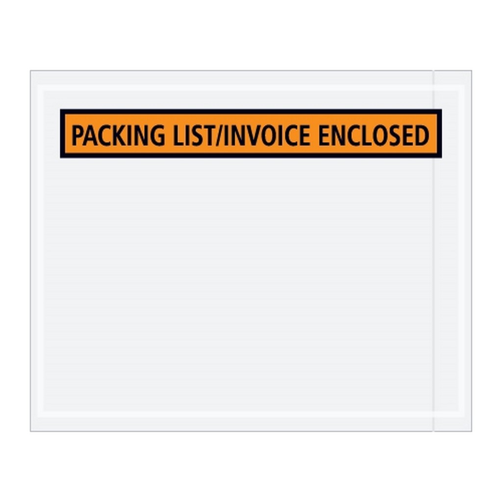 Orange "Packing List/Invoice Enclosed" Envelopes 4 1/2" X 5 1/2" (1000 Case)