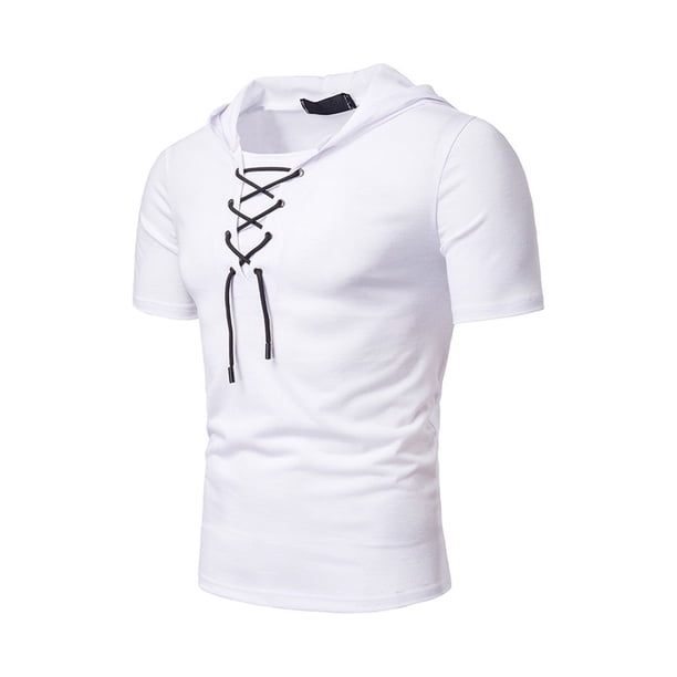 Sudadera Lisa Qarigey de Manga Corta Ligera y Transpirable para El Tiempo Libre Blanco XL