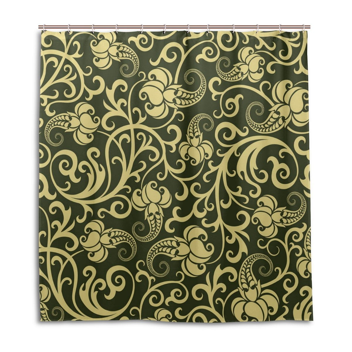Popcreation Yellow And Green Floral Shower Curtain Waterproof Bathroom Shower Curtain 48x72 Inches Walmart Com Walmart Com