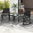thumbnail image 4 of Gymax 3 Piece Patio Rocking Set 2 Rocking Chairs w/ Tempered Glass Side Table Black, 4 of 10
