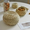 thumbnail image 4 of Handmade Straw Woven Storage Baskets With Lid Rattan Seagrass Desktop Kitchen Sundries Organizer Tools Home Storage Supplies, 4 of 6