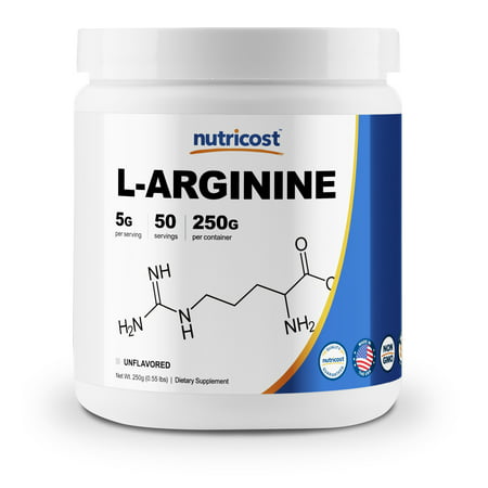 Nutricost L-Arginine (250 Grams) - Pure L-Arginine Powder - 5000mg Per Serving; 50