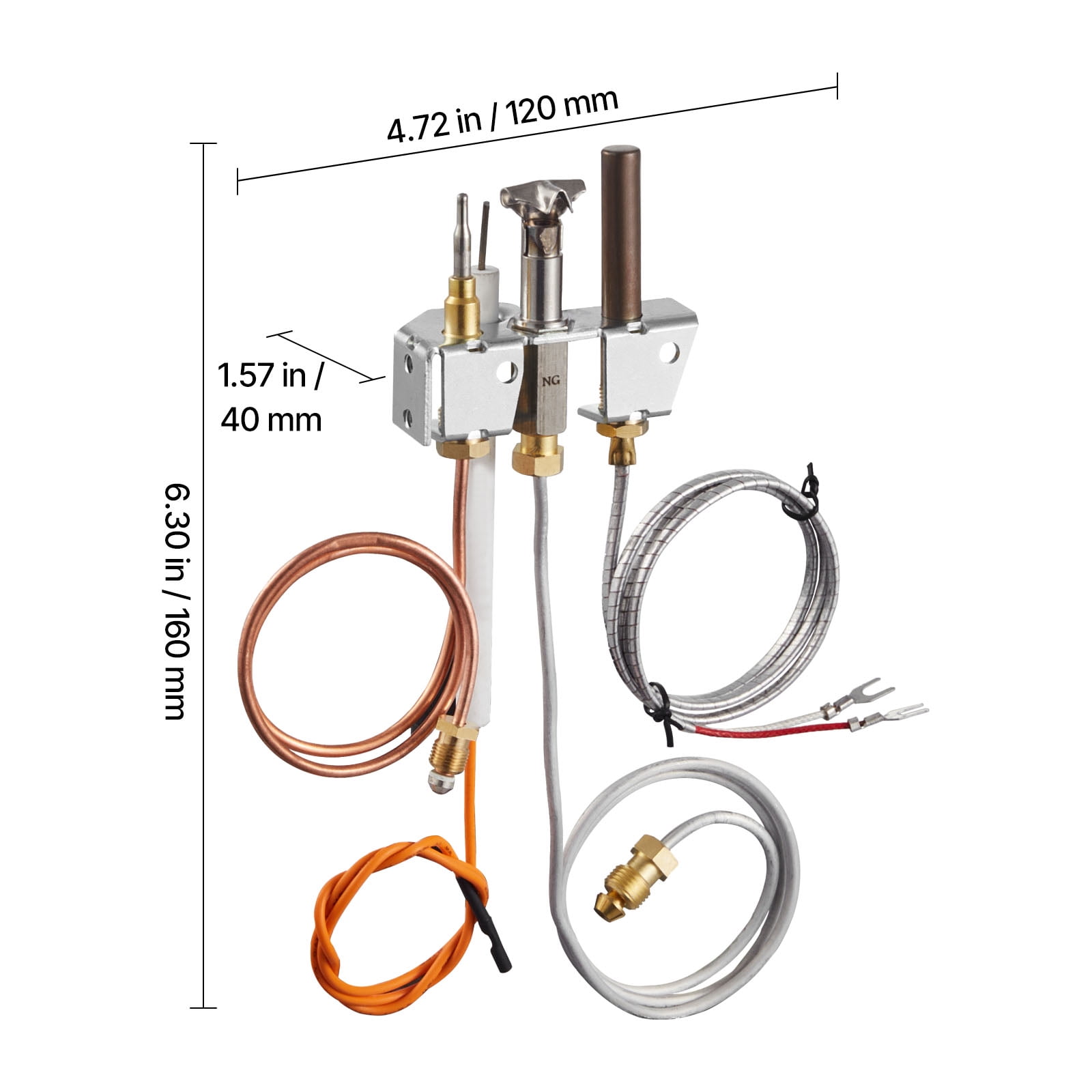 KFFKFF Gas Pilot Assembly, OE 4021-732, 25660 Fireplace Pilot Kit, Natural Gas Ignition Replacement with Pilot Tube, Thermocouple, Thermopile, and Wires, Compatible with Select Heatilator Models