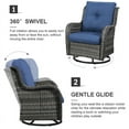 thumbnail image 3 of PARKWELL 4-Piece Outdoor Patio Furniture Set 5-Seat High Back Conversation Set with 30" Fire Pit Table and Swivel Glider for Patio Garden Deck,Gray Wicker Navy Cushions, 3 of 10