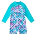 thumbnail image 2 of LYMAYTER 4-12 Years Girls Long Sleeve Swimsuit Zipper UPF 50+ Rashguard Swimwear for Kids Toddler One Piece Bathing Suit, 2 of 9