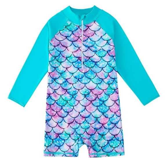 Esaierr Girls Boyleg One Piece Swimwear Upf 50 Front Zip Surf Wetsuit Kids Ages 4-12 Sun Protection Bathing Suit