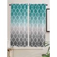 thumbnail image 2 of Bedroom Curtains 63 Inches length, Teal Grey Ombre Morocco Pattern Window Treatment Curtain Drapes, Modern Moroccan Geometric Rod Pocket Curtain Panels for Living Room Kitchen, 42"x63", 2 Panels, 2 of 7