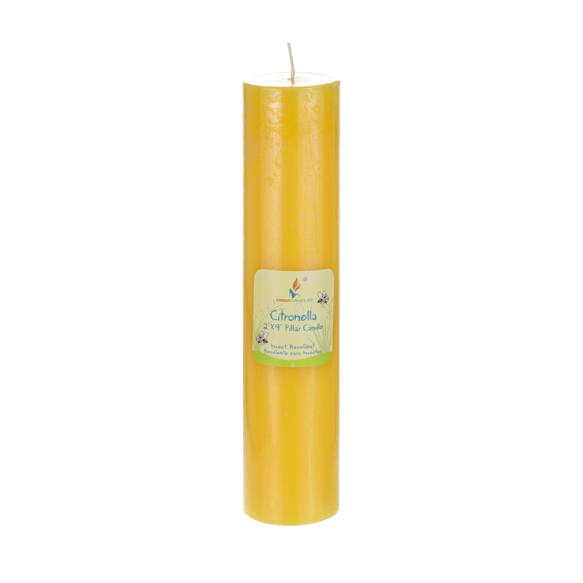 Mega Candles 1 pcs Citronella Round Pillar Candle Hand Poured Wax