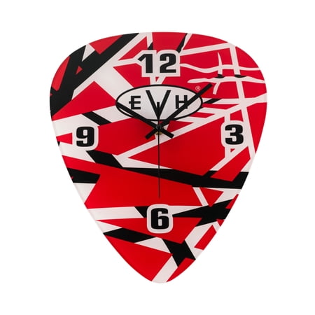 EVH Pick Shape Wall Clock (Red/White/Black Stripes)