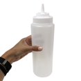 thumbnail image 5 of 2 Large Wide Mouth Squeeze Bottle Clear Condiment Dispenser Dressing Sauce 32 Oz, 5 of 5