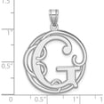 thumbnail image 4 of Sterling Silver Large Rhodium-Plated Fancy Script Letter G Initial Pendant (Width 25.55) (Length 34.61) - Jbsp, 4 of 5