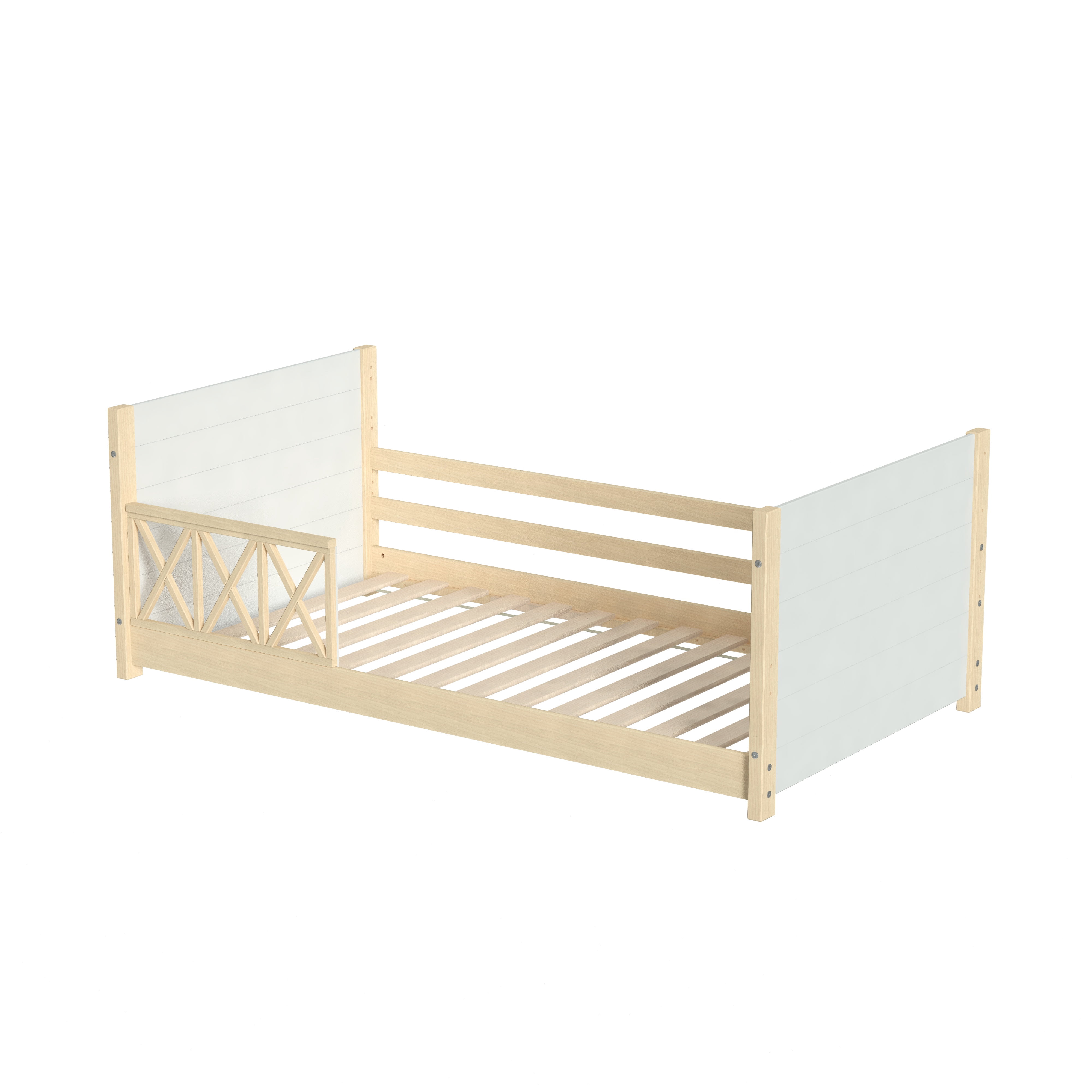 Polifurniture Cozy Kids Twin Size Wood Daybed with Guardrails