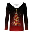 thumbnail image 4 of Neewe Women Christmas Tops Long Sleeve V Neck Sweatershirt Fur Trim Sweater Tops, 4 of 5