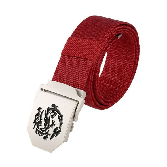 Men Adjustable Military Belt with Rhombus Grain & Dragon Auto Buckle DA6-3