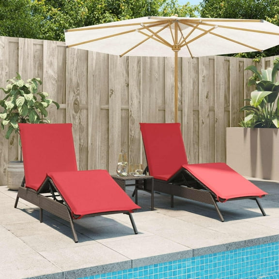 vidaXL Sun Lounger Brown PE rattan, powder-coated steel, fabric, foam