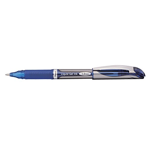 Pentel EnerGel Deluxe Liquid Gel Pen, Bold Line, Metal Tip, Blue Ink, Box of 12 (BL60-C)
