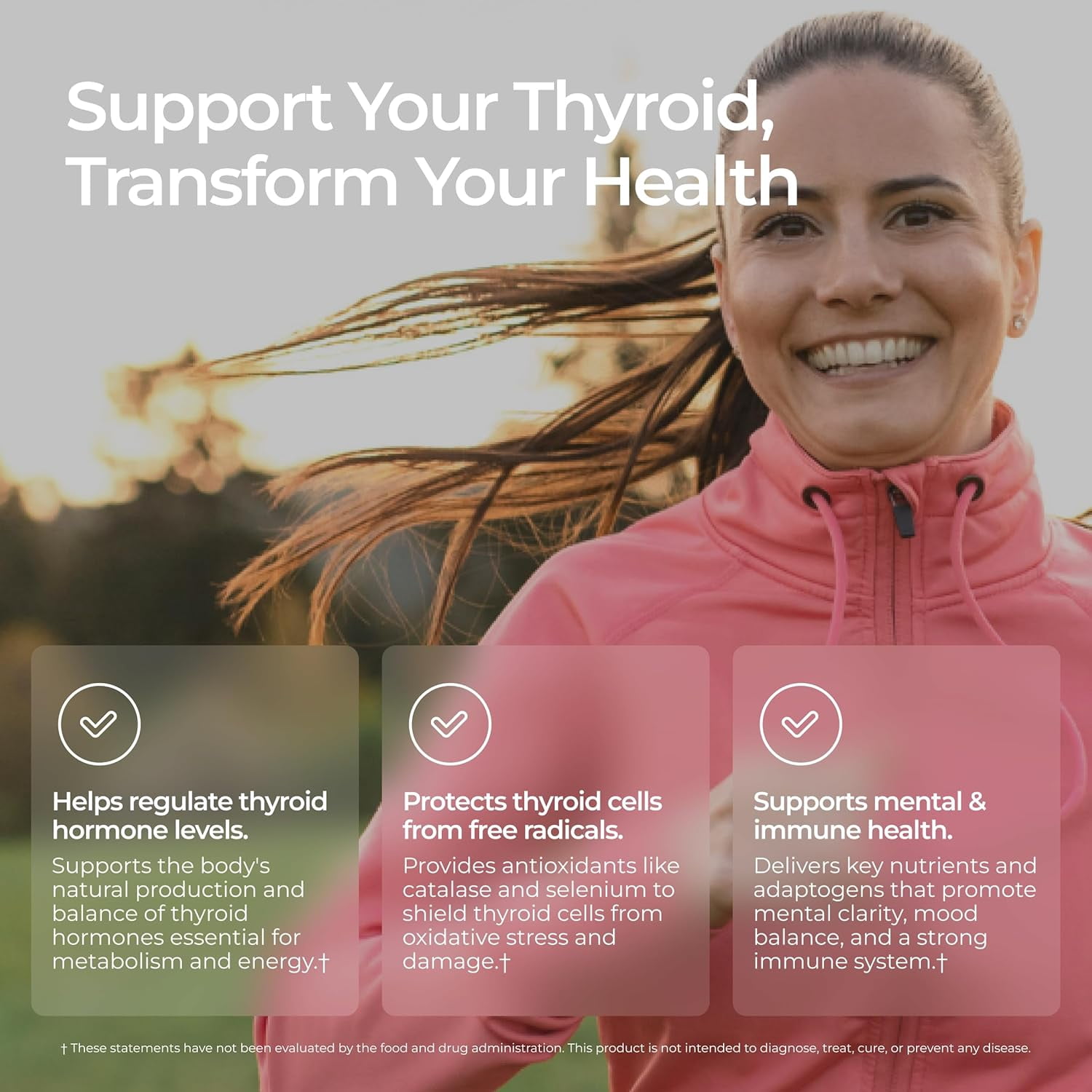 Livingood Daily Thyroid Support, 60 Capsules - Thyroid Supplement with Iodine + Adrenal Cortisol Support Formula