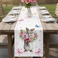 thumbnail image 4 of Easter Bunny Table Runner 36 Inches, Cute Rabbits Spring Daisy Flowers Butterfly Bed Runner Dresser Scarves Tabletop for Indoor Outdoor Parties/Ceremony/Banquet, 13"x 36", 4 of 8