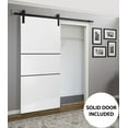 thumbnail image 2 of Sturdy Barn Door 24 x 80 inches | Planum 0014 White Silk with Frosted Glass | 6.6FT Rail Hangers Heavy Hardware Set | Solid Panel Interior Doors, 2 of 5