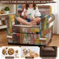 thumbnail image 5 of FUIALDOLG Vintage Multicolor Planked Wood Armchair Cover 2 Piece Individual Cushion Cover Brushed Couch Covers with High Stretch for Living Room, 5 of 8