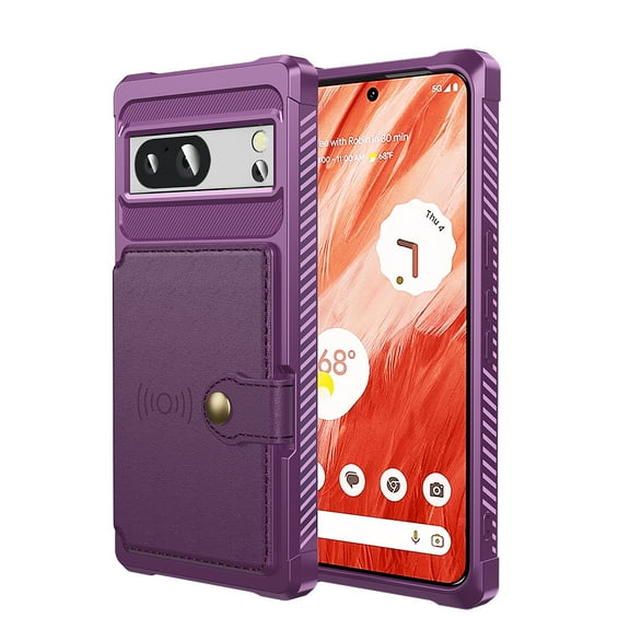 Cowithday for Google Pixel 8 Wallet Case, RFID Blocking Card Holder Slot Kickstand Magnetic Button Closure Women Men Heavy Duty Shockproof Rugged Back Cover for Google Pixel 8 5G 6.2" 2023, Purple