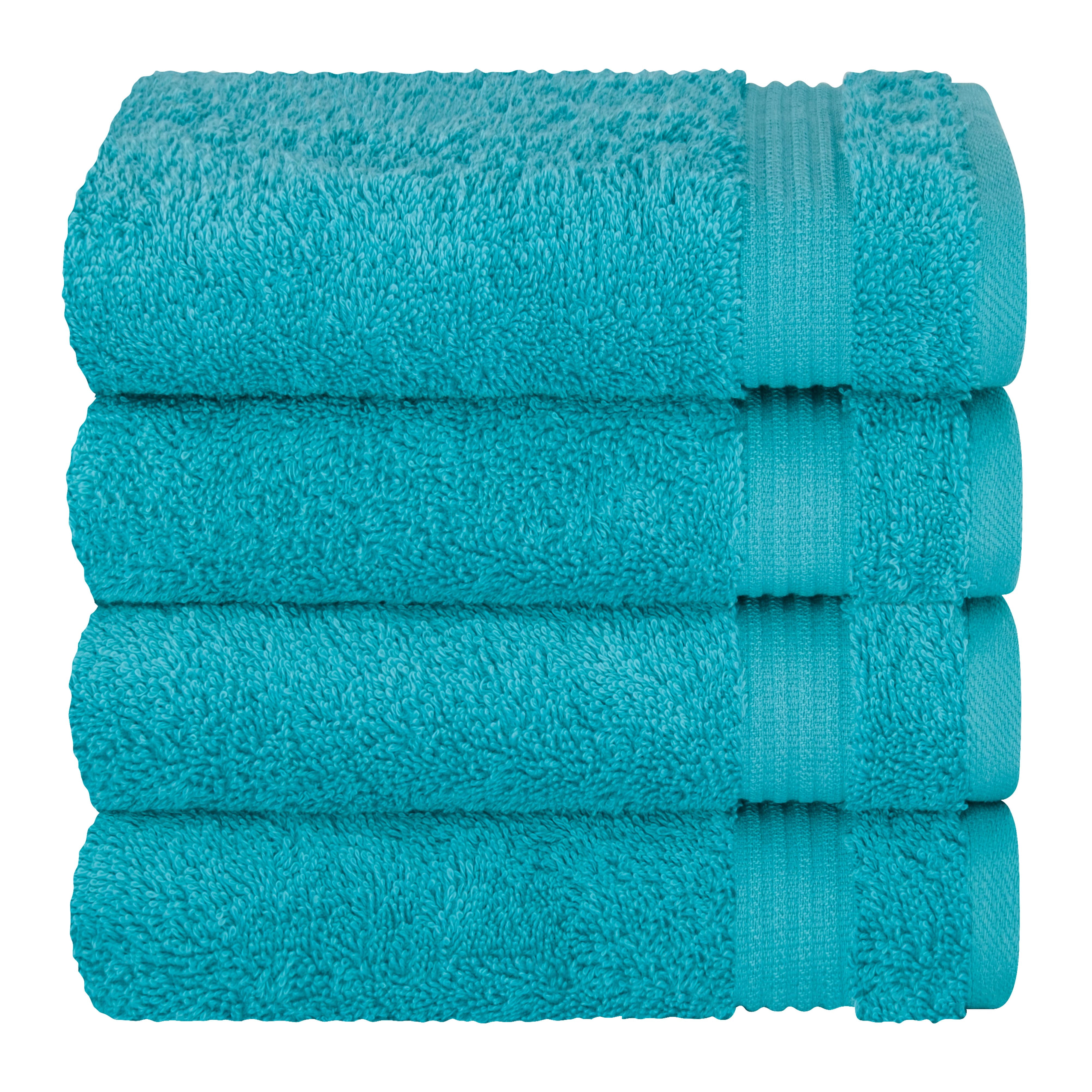 Cotton Paradise 100% Cotton Turkish 4 Piece Hand Towel Set, Soft Absorbent Face Towels Clearance Set, Aqua Blue