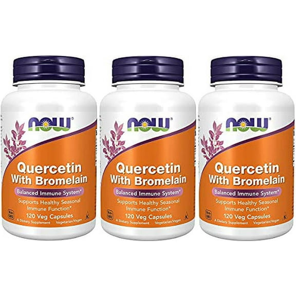 Supplements Quercetin with Bromelain Balanced Immune System, Pineapple, 120 Veg Capsules 3 Pack (120 Count)
